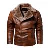 Nueva chaqueta de cuero para hombre con cremallera diagonal, chaqueta de hombre de PU con cuello de traje de polar inglés más caballero