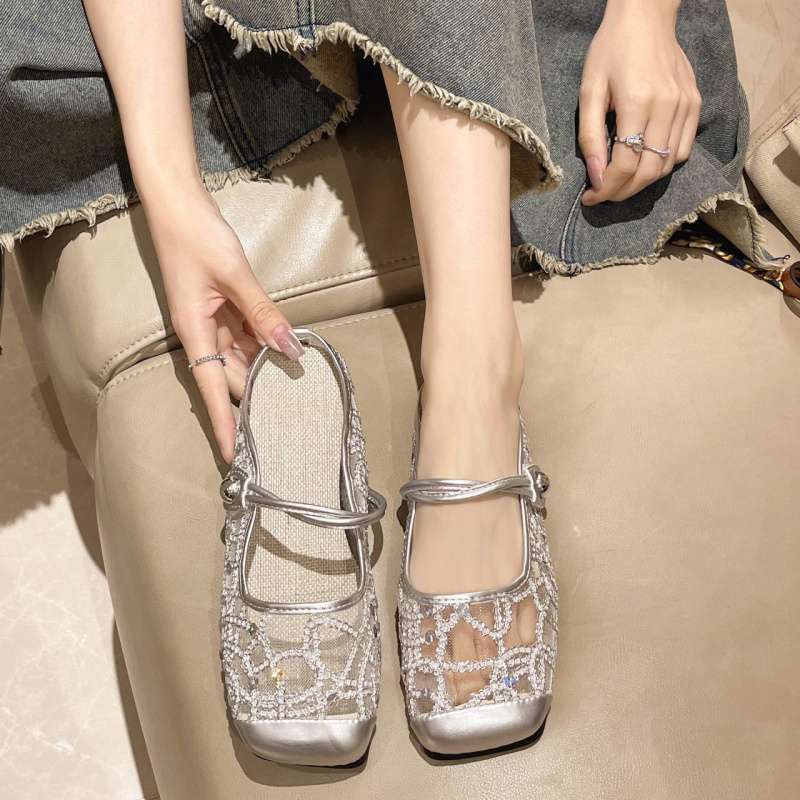 

Высококачественные стразы, полая сумка на голову, полушлепанцы, женская летняя обувь 2025, новые высококлассные плоские Мэри Джейн Birkenstocks 40