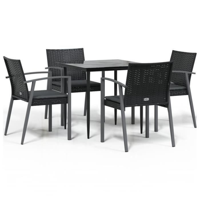 VidaXL Ensemble à manger de jardin 5 pcs coussins résine tressée acier 3186972