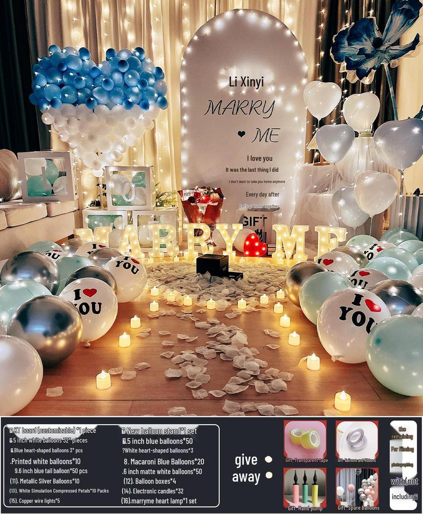 Anniversary Romantic Scene Decoration: Valentine's Confession Bedroom Proposal Balloon Wall Set