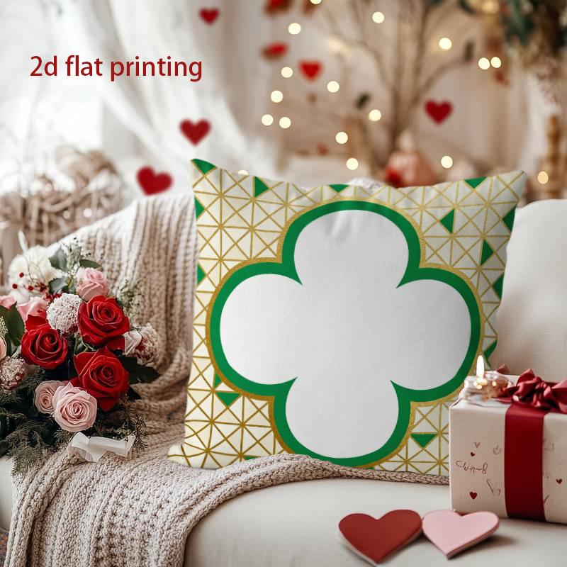 St. Patrick's Day Shamrock Pattern Decorative Pillow Pattern Cushion Cover Suitable for Sofa Bedroom Car Pillow Cover