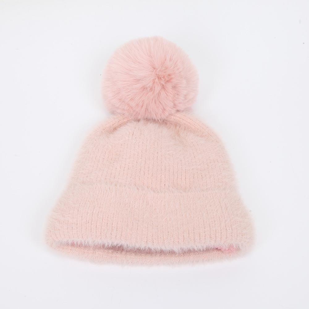 Hat Female imitation mink knitted wool pullover hat autumn and winter beanie fashion