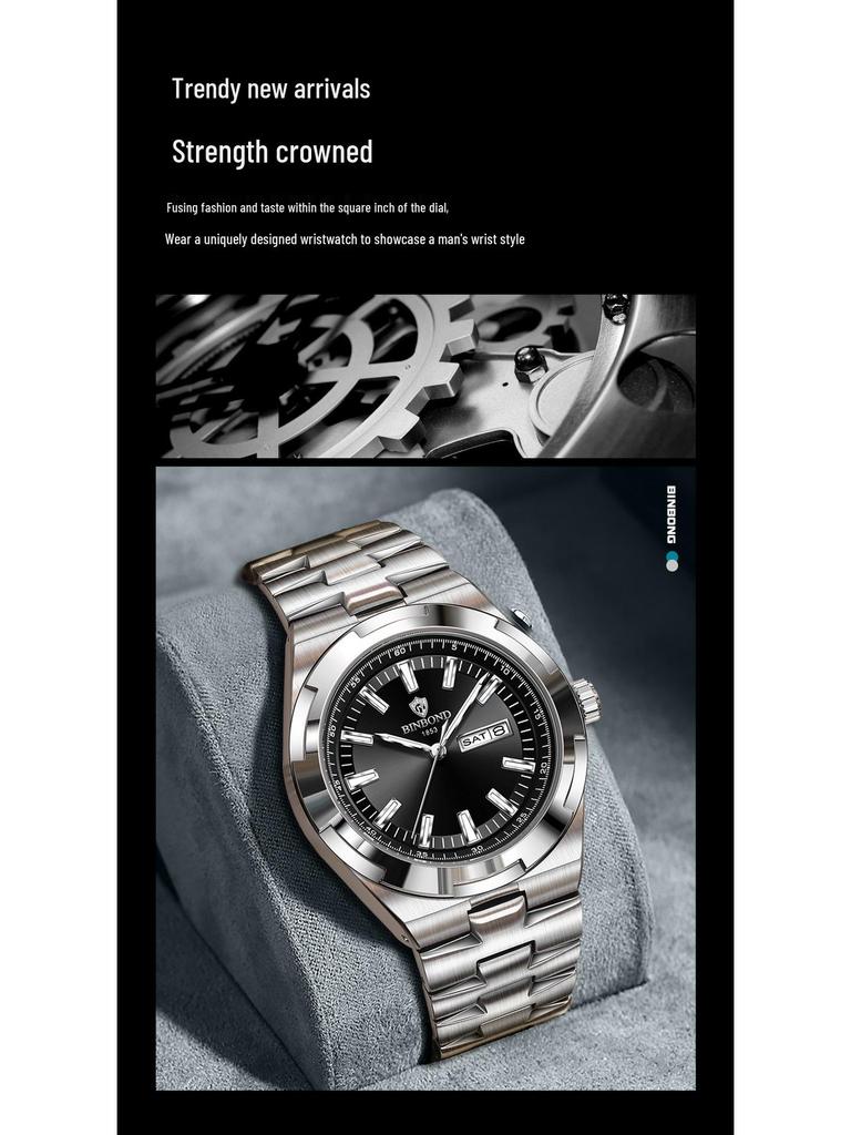 BINBOND Men's Multifunctional Luminous Waterproof Watch