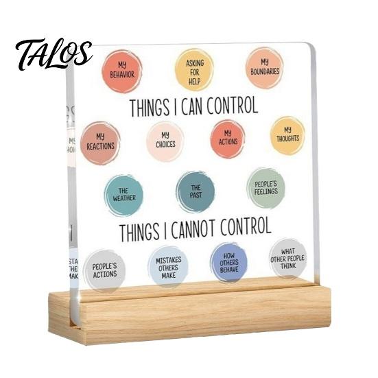 Wooden Base Table Ornament Motivational Mental Health Desktop Decoration, Acrylic Sign with Stand, Inspirational Desk Office Decor, for Therapy