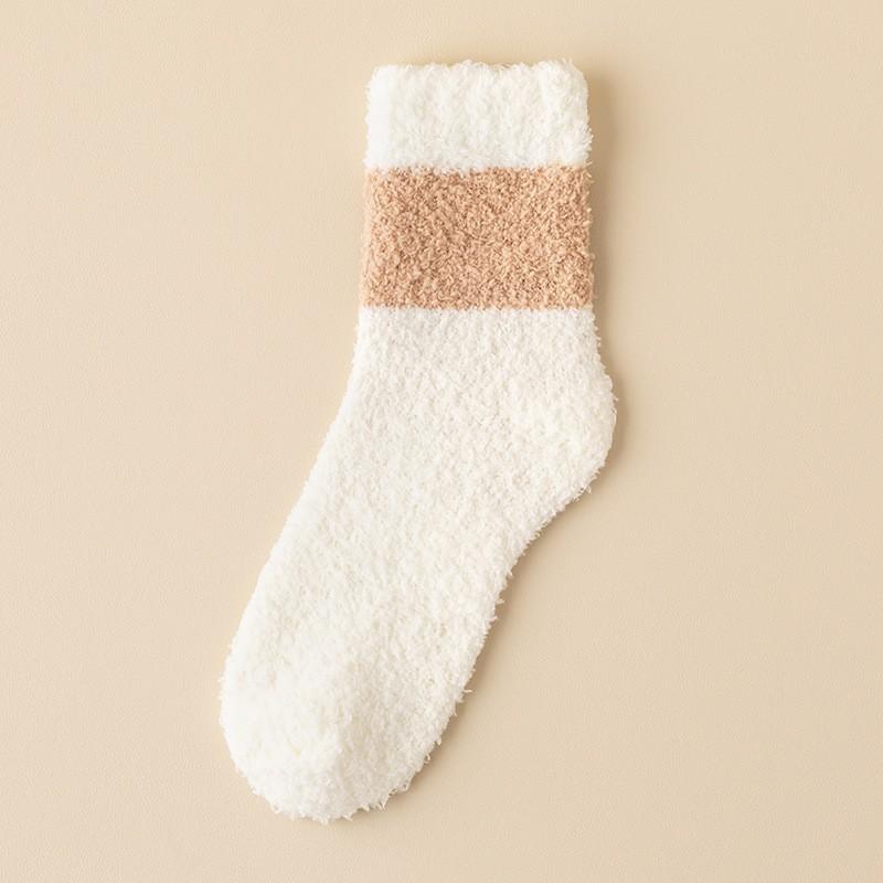 Socks Men'S Medium Tube Socks Season Fleece Thickened Warm Coral Fleece Socks Men'S Home Sleeping Floor Socks