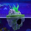 Floating Artificial Mountain Rock Aquarium Decoration, Realistic Moss Ornament with Covered Stone Decor Cave, Fish Tank Hideout Shelter for
