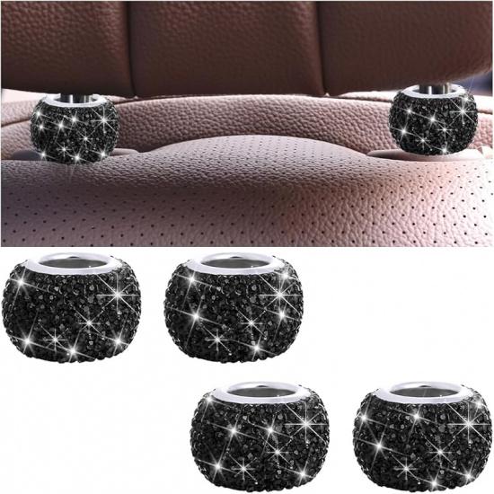4PCS Bling Car Headrest Collars, Crystal Rhinestone Vehicle Head Rest Collars Decorative Rings, Diamond Automotive Seat Interior Charms Accessories,
