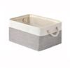 1pc Linen Fabric Storage Basket Two Colors Foldable Sundries Storage Box with Handle Large Capacity Uncovered Clothes Basket
