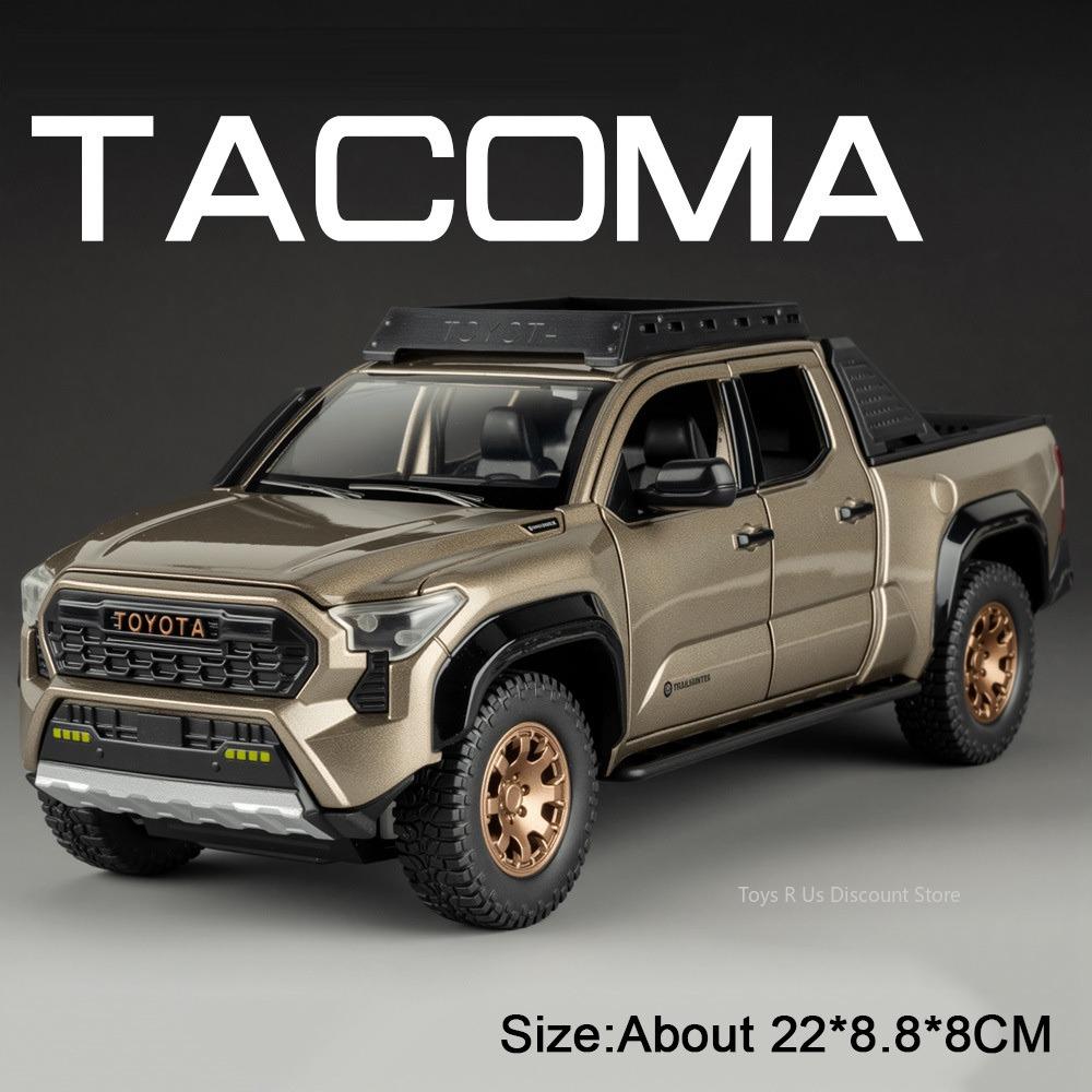 

1:24 Scale Tacoma Models Cars Alloy Diecast Toys with Light Sound Miniature SUV Wheel Pull Back Off-road Vehicles Home Decor