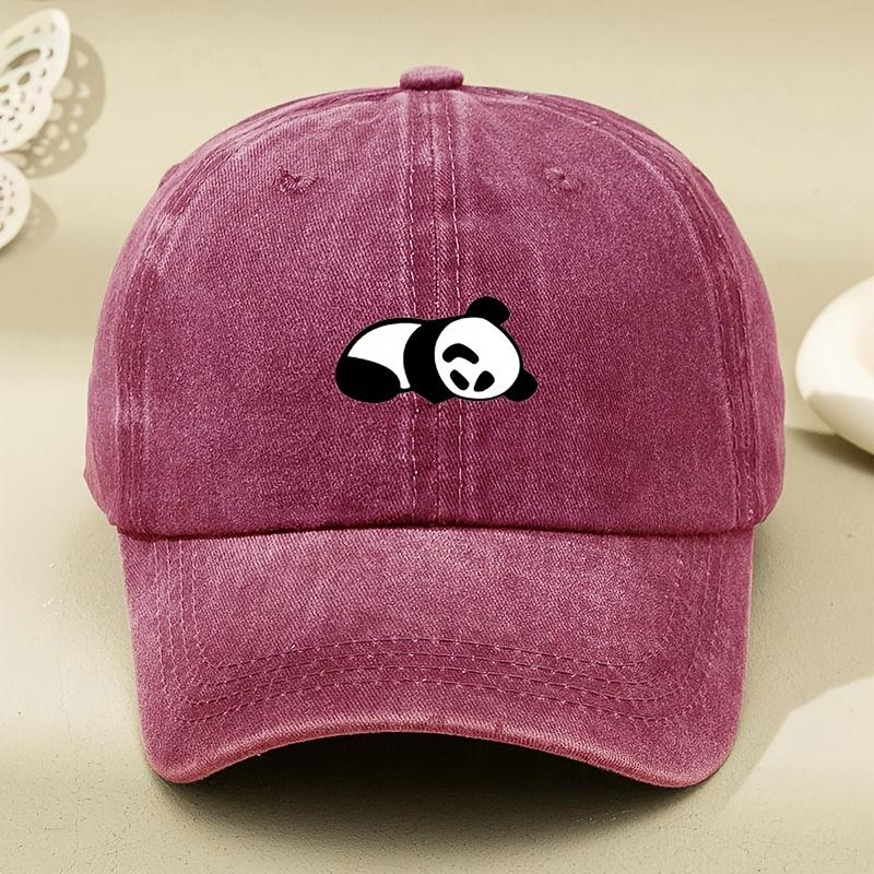 Baseball Cap, Lazy Panda Cartoon Print, Retro Soft Top Duckbill Cap, Outdoor Sports, Running and Leisure Choice