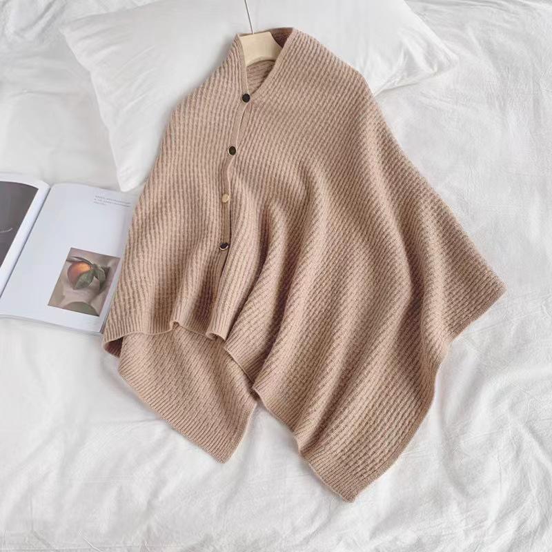 

Женская вязаная накидка-шаль с металлической пряжкой: Универсальный, Теплый и Стильный для Осени и Зимы