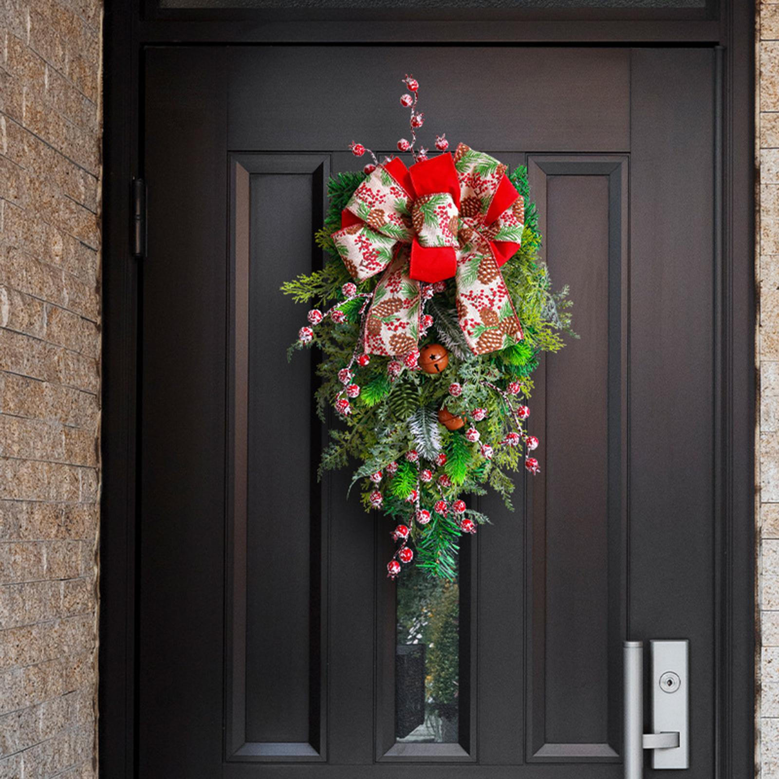

Рождественский каплевидный венок на входную дверь, рождественская гирлянда, искусственный для праздника