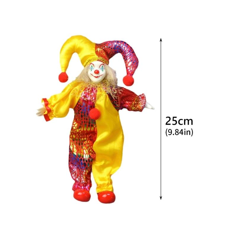 Poseable Western Clown Doll Handmade Ceramic Clown Figure with Festival Theme Costume Collectible Clown Home Decoration