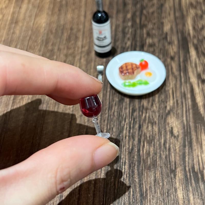 1 Set Miniature Kitchen Doll House Simulation Model 1:12 Scale Dollhouse Mini Wine Steak Kit Home Decoracion Accessories
