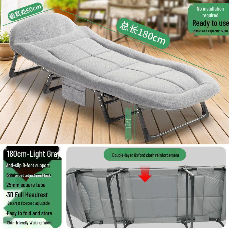 Cama de Descanso Portátil Dobrável: Cama de Solteiro e Cadeira de Lounge para Escritório, Exterior e Acampamento.