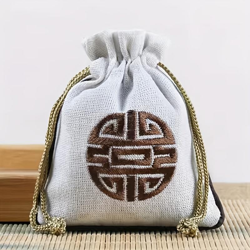 Vintage Style Embroidered Cotton Blend Jewelry Bag Bracelet, Bead and Small Item Storage Bag, Traditional Chinese Design