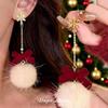 Silver needle red bow snowflake Christmas tree earrings European and American temperament earrings New Year's Christmas earrings women