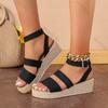 Fashion Summer Sandals for Women Wedge High Heels Female Black Fish Mouth Thick Bottom Casual Women's Shoes Bucke Sandalias De Mujer