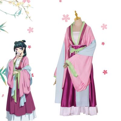 Kostým na cosplay Maomao Parochňa Anime Denníky lekárnika Ružové šaty Halloweenska párty pre ženy Dvojrozmerný cosplay outfit