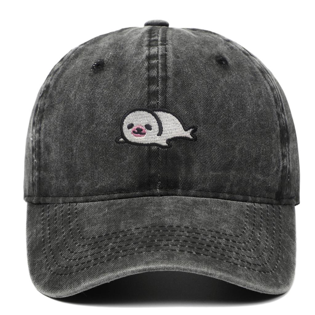 Sea Lion Pattern Vintage Wash Baseball Cap With Breathable Cotton For Travel