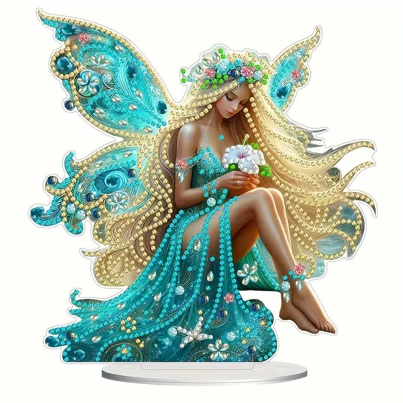 1pcs2D Flat Magic Green Fairy - Acrylic ornament with bracket, suitable for decorating desktops, bedrooms, and offices
