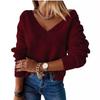 Autumn Winter New Imported Fashion Knitwear Women's Long Sleeve V-Neck Loose Knit Pullover Sweater