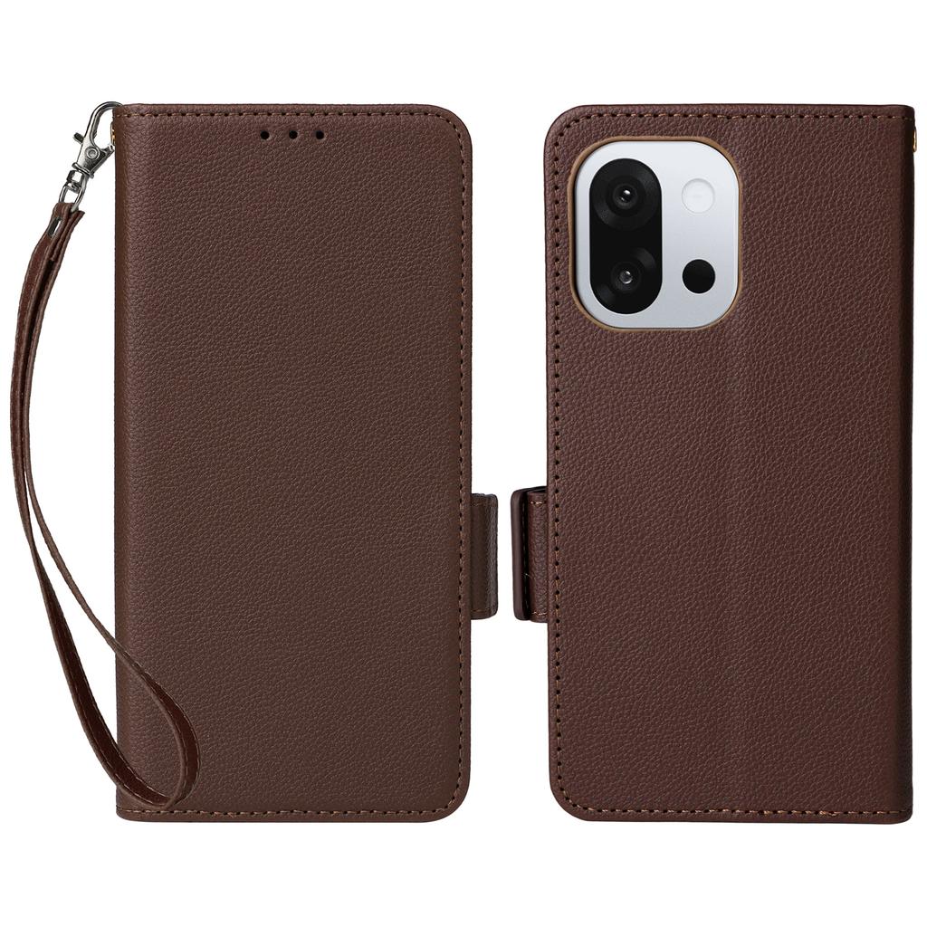 For OnePlus 13T 5G Case with Wrist Strap Litchi Texture PU Leather Wallet Phone Cover