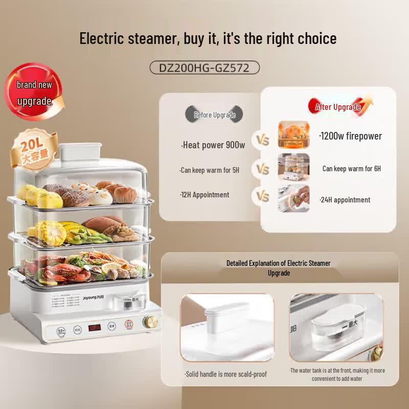 Joyoung GZ572 3-Tier Large Capacity Electric Steamer CN plug (adapter included)
