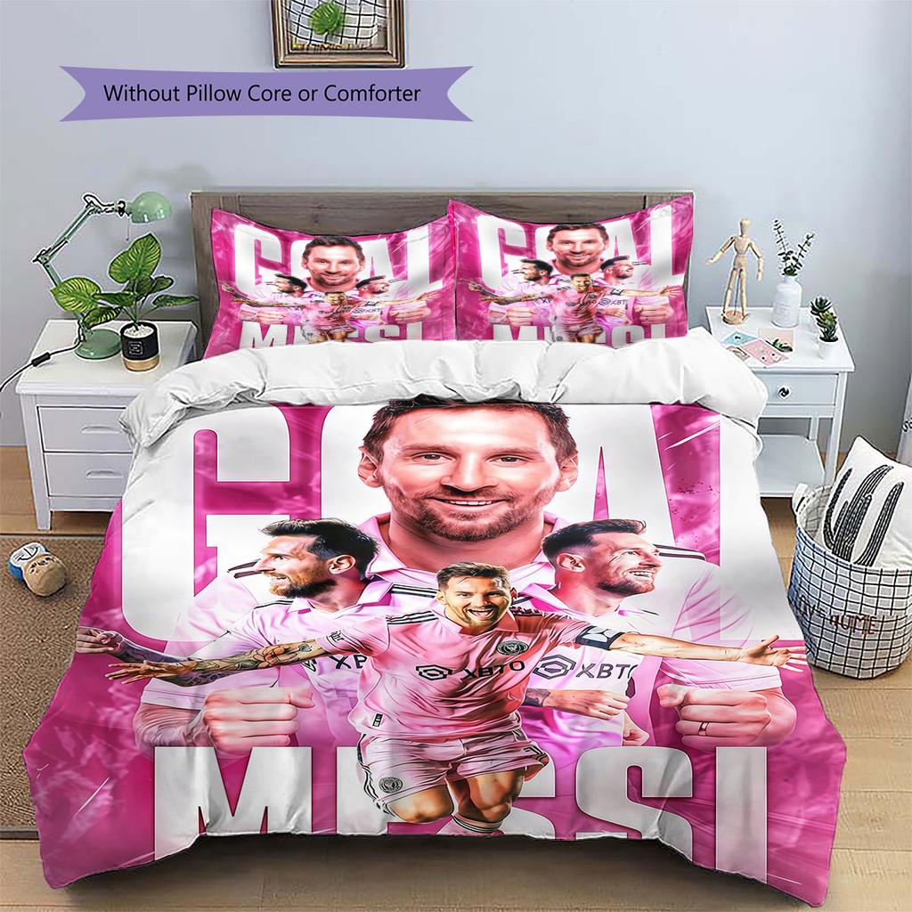 Lionel Messi Pattern Bedding,Quilt Set Quilt Cover Pillowcase Home Birthday Gift(1 * duvet cover + 2 * pillowcase, without core)