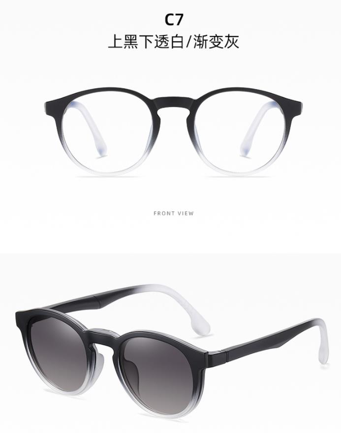 

Ladies Magnet Clip on Sunglasses Fashion Double Lens Luxury Brand Round Brown Gradient Sun Glasses Custom Prescription Polarized
