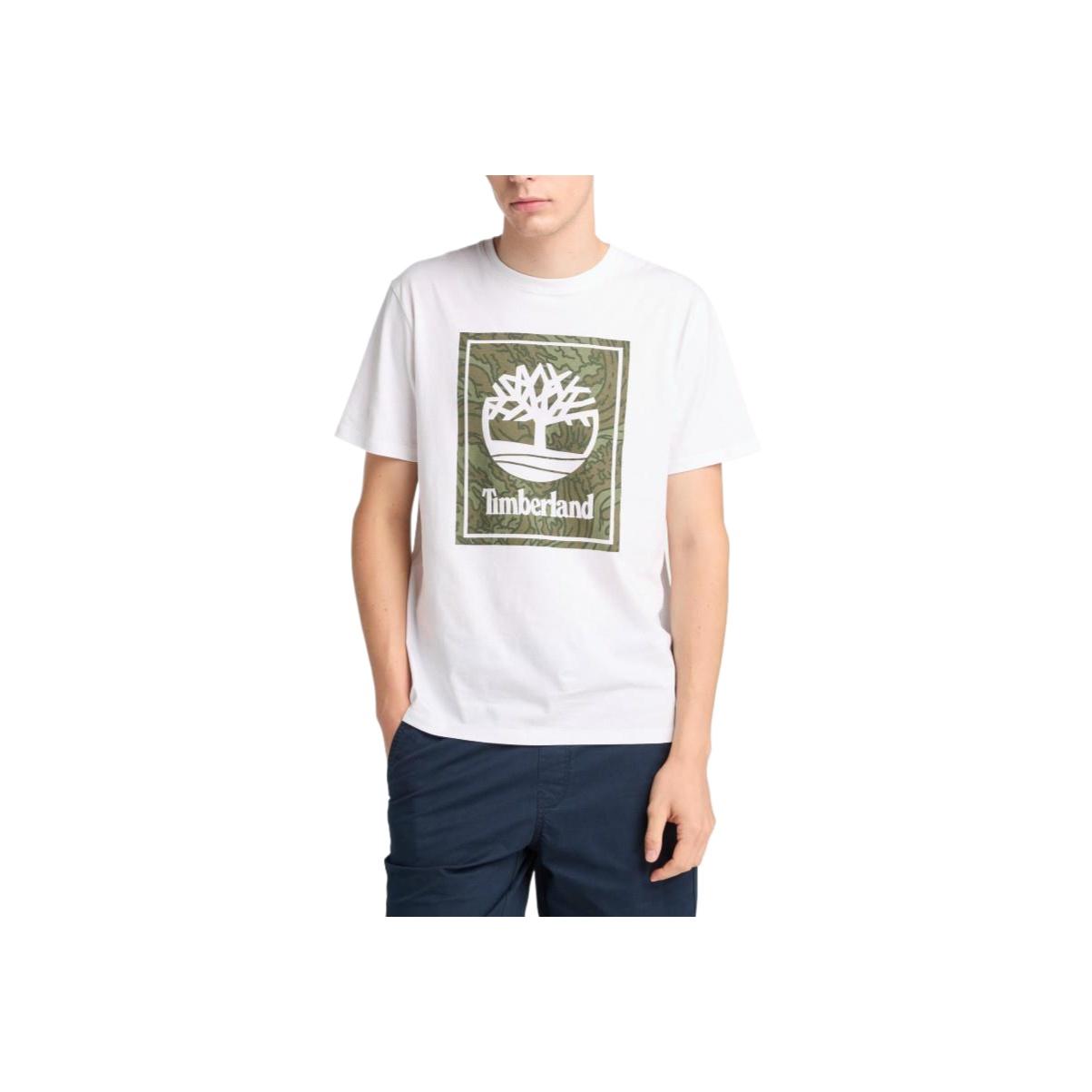 Timberland Пуловер с круглым вырезом из серии Stack Logo, дышащая футболка с коротким рукавом, мужские топы TB0A6ACQ1001 S