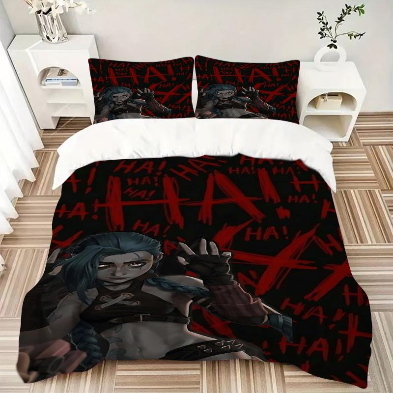 3pcs Jinx Bedding Set-Universal Three-Piece Suit for Bedroom, Guest Room, Living Room, Hotel Decor-Perfect Gift for Fans, Travelers, Daily U