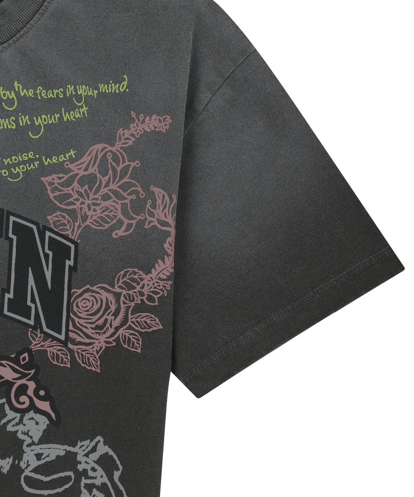 BROWNBREATH W Bb Heart Pigment Tee - Charcoal