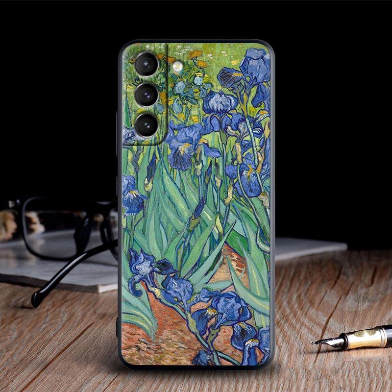 Van Gogh Painting Case For Samsung Galaxy S24 S23 Ultra S21 FE S20 S22 Ultra S10 Plus Starry Sky Cover Sunflower Almond Blossoms