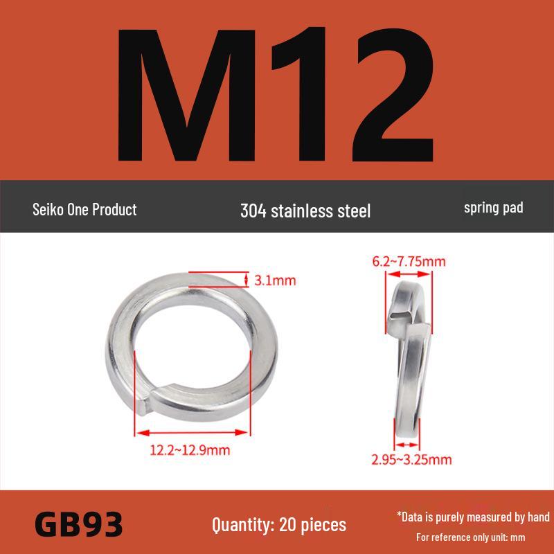 304 Stainless Steel Heavy Duty Spring Washer, Light Duty Thick Washer Spacer GB93