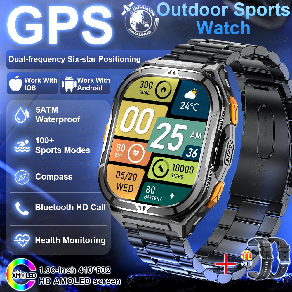 New Military GPS Smartwatch Men 10ATM IP69K Waterproof Smart Watch Compass Altimeter Air Pressure 530mAh Bluetooth Call Watches