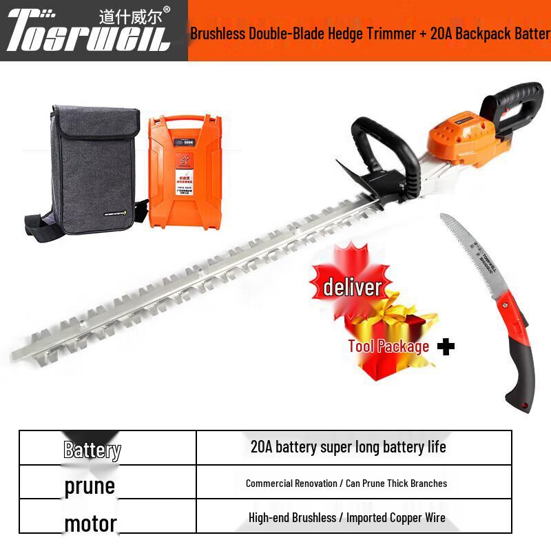 

TOSRWELL 24V Cordless Electric Hedge Trimmer CN plug (adapter included)