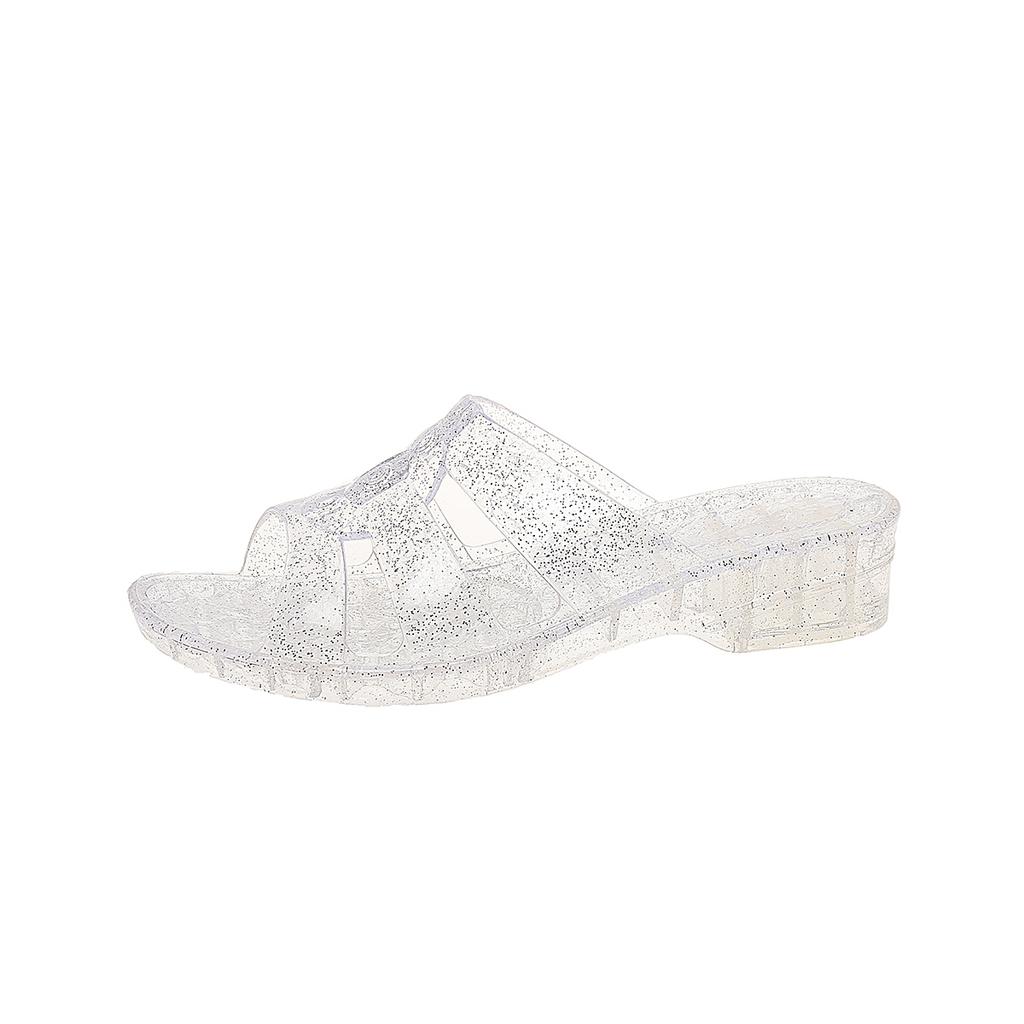 Fashion 2025 Summer New Women's Crystal Outdoor Sandals Mid Heel Casual Round-Toe Woven Weave Slippers for Daily Wear Beach & Travel