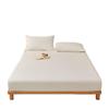 Pure Cotton Weave Washed Fitted Sheet - Solid Stripe Mattress Protector