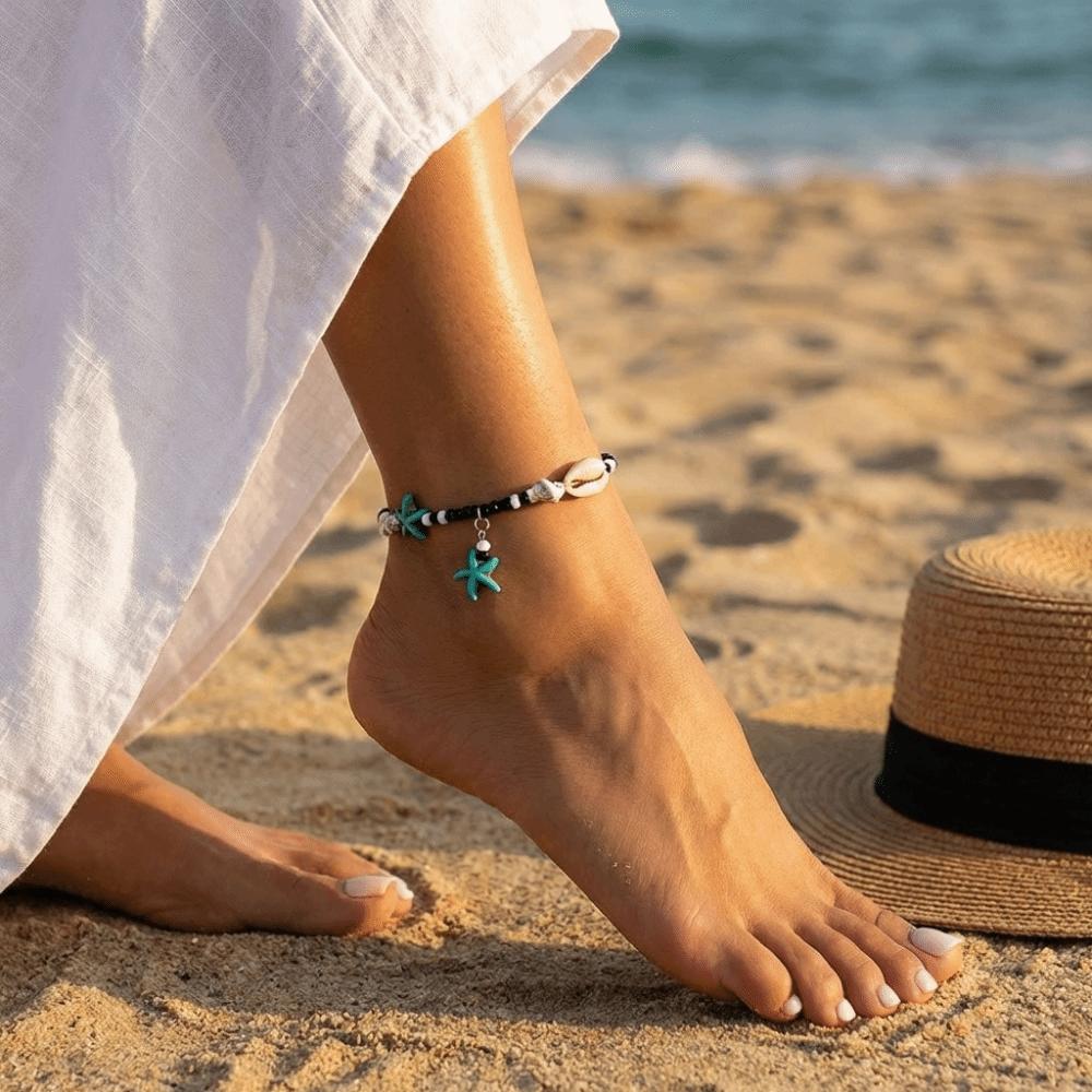Weaving Conch Shell Bohemian Foot Chain Colorful Rice Beads Adjustable Anklets Gift