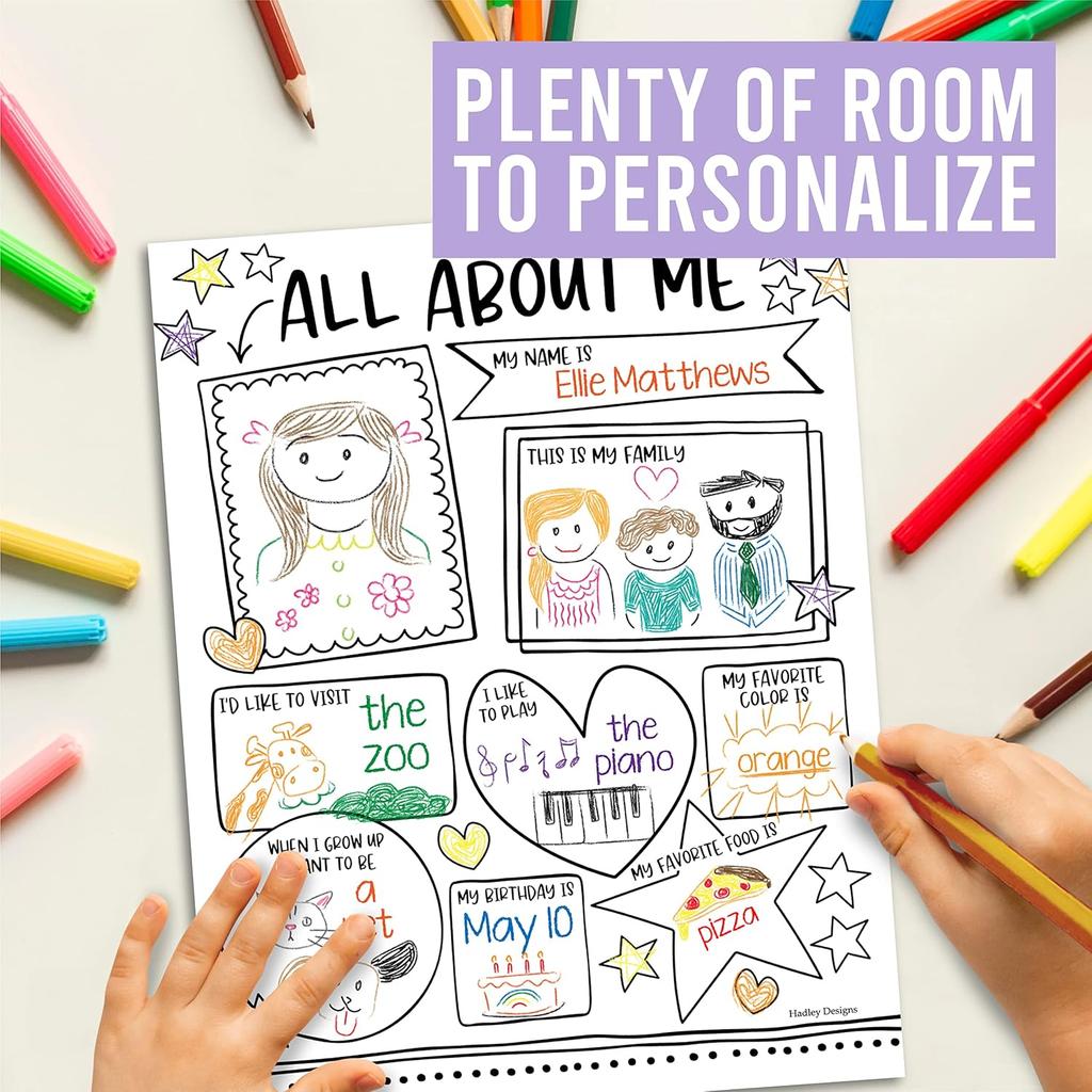 Hadley Designs All About Me Posters Elementary - 20 Star of The Week Poster, All About Me Posters Preschool & Kindergarten, Star Student Poster,