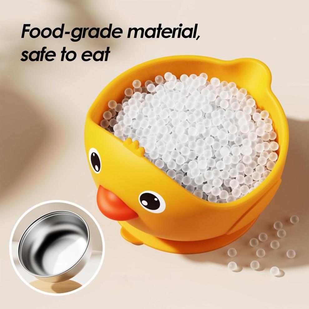 Babybecher mit Saugnapf zum selbstständigen Essen, Auslaufsicheres stoßfestes Design, Gelber Cartoon, Ideal für Kinderzimmer und Hochstuhl