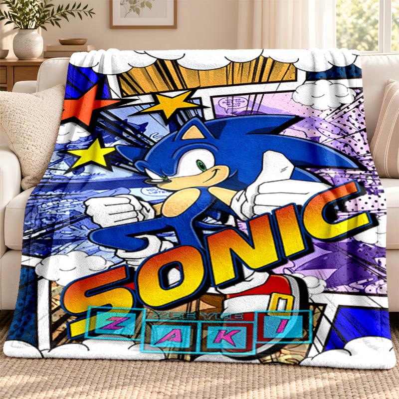 Sonic blanket Flannel Blanket Soft Cozy Plush Throw for Sofa Bed Lightweight Home Decoration Outdoor camping