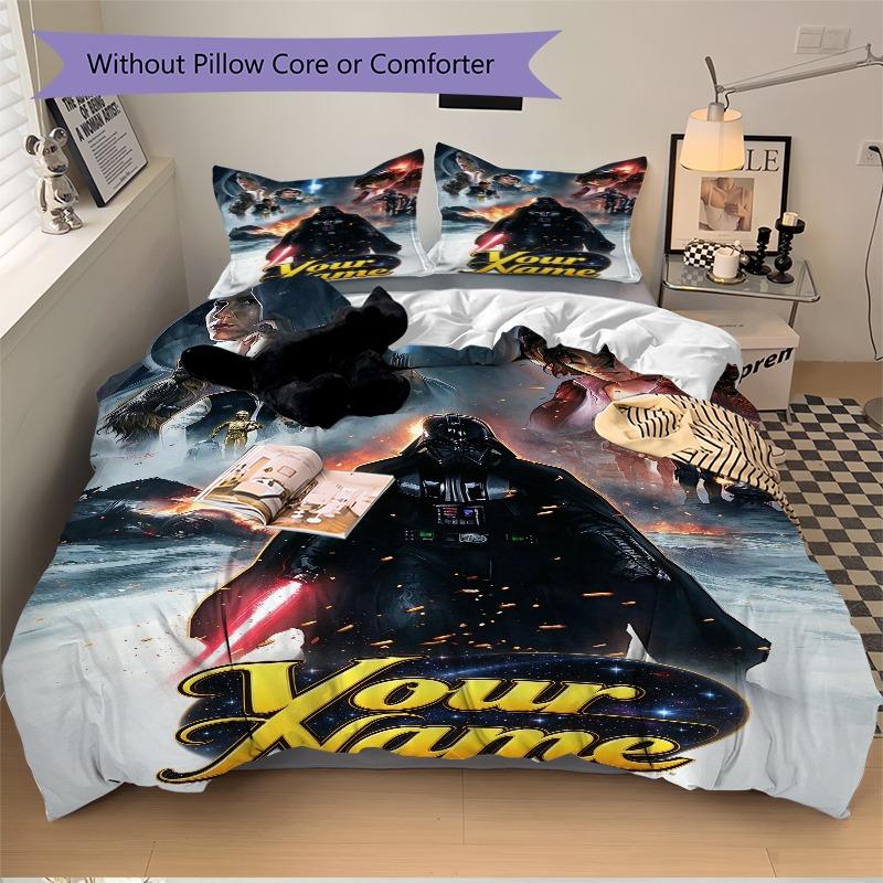 Star Wars Space Adventure Bedding Set Personalized Washable Custom 3Pcs Duvet Cover Pillowcases Soft Microfiber Home Bedroom Gift