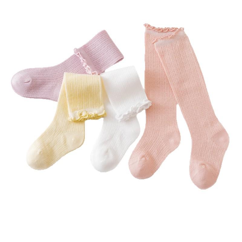 Kids' Candy Color Over-the-Knee Socks - Spring/Summer Breathable Mesh, Combed Cotton Long Socks