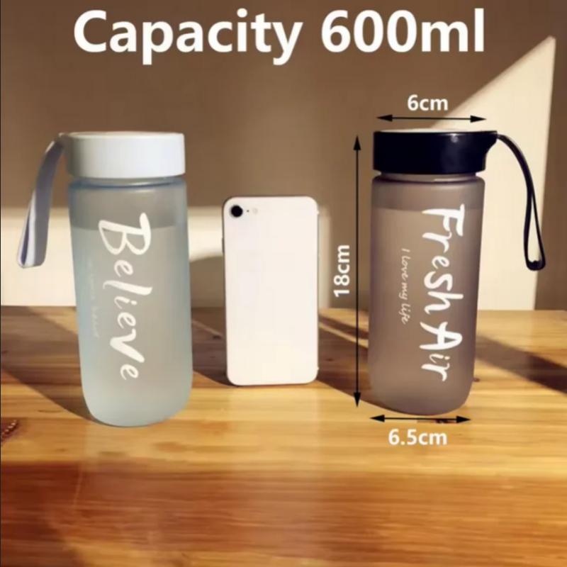 600ML Water Bottle Portable Sport Frosted Plastic Water Cup Leak-proof Juice Drinkware Couples Student Mug Transparent Kettle