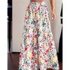Pantalon Floral d'Été pour Femme, Taille Haute, Ample, Fin, Jambe Large, Élégant, Amincissant, Pantalon Droit Polyvalent