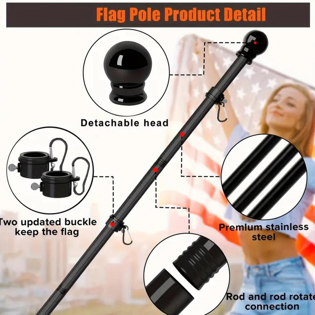 Outdoor Flag Pole With 360 Rotating Rings Stainless Steel 6ft Heavy Duty Residential Flag Poles For Garden Garage Yard Patio