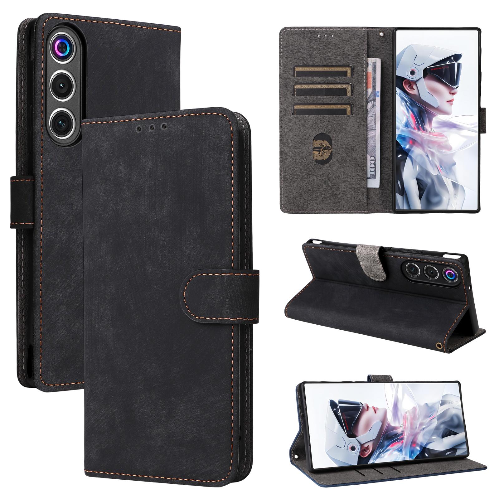

Флип-чехол для ZTE nubia RedMagic 10 Air из искусственной кожи с полной защитой корпуса и [блокировкой RFID], ударопрочный, прочный ретро-чехол для телефона ZTE nubia RedMagic 10 Air чёрный