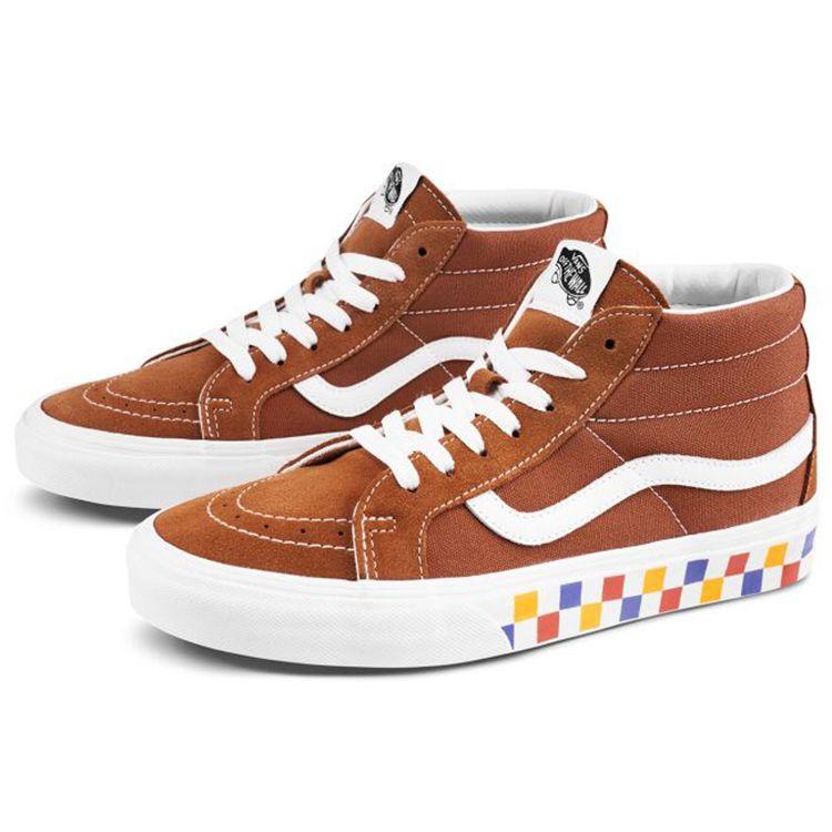 Vans Sk8 Reissue Checkerboard Mid-Top Skate Shoes Unisex Sneakers Redwood VN0A391F2BM